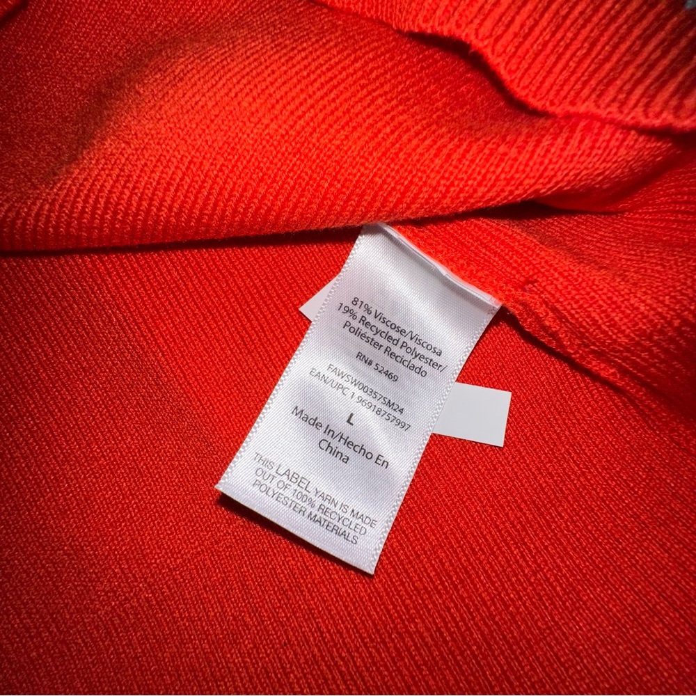Women's Orange Red Short Sleeve Button Front Sweater - L - NWOT - Picture 8 of 8